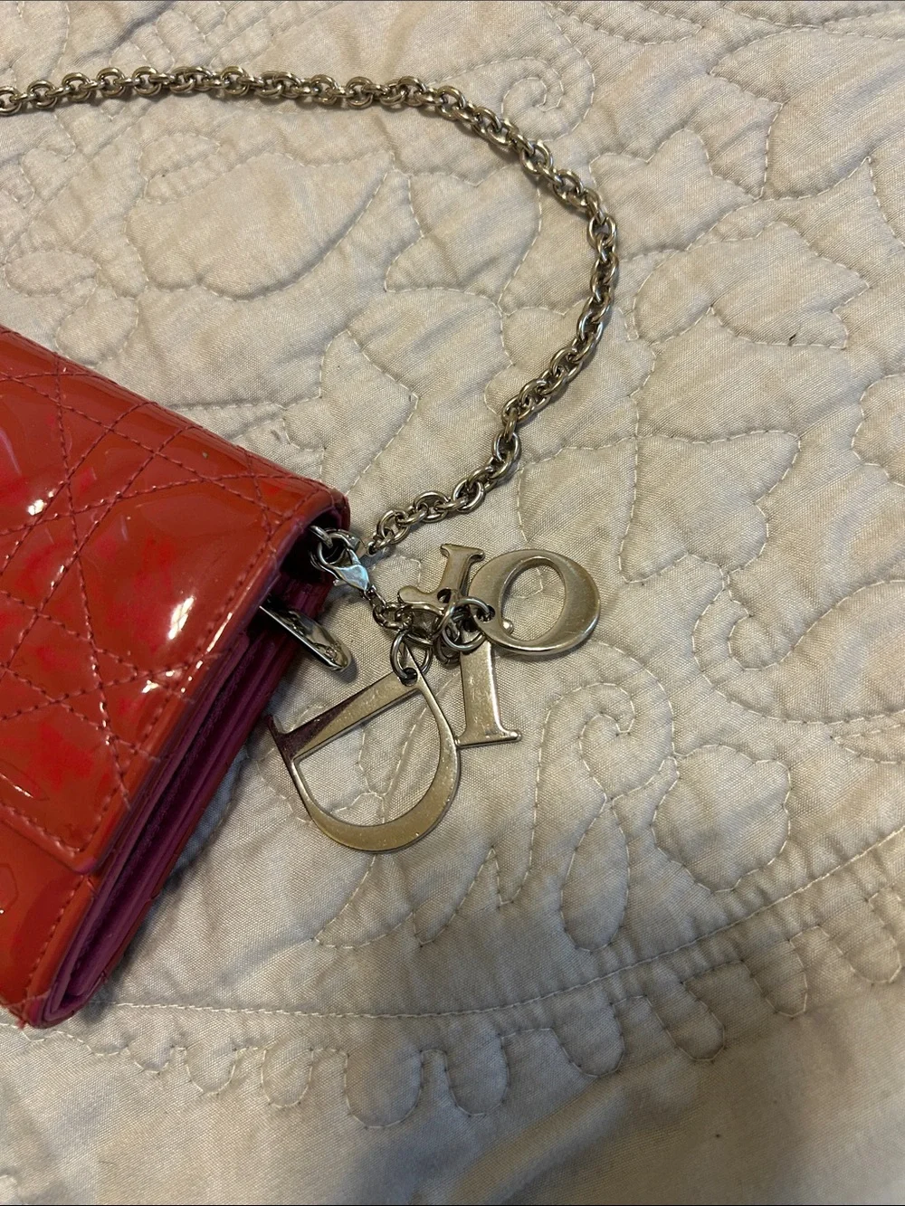 Dior Red Patent Quilted Envelope Wallet